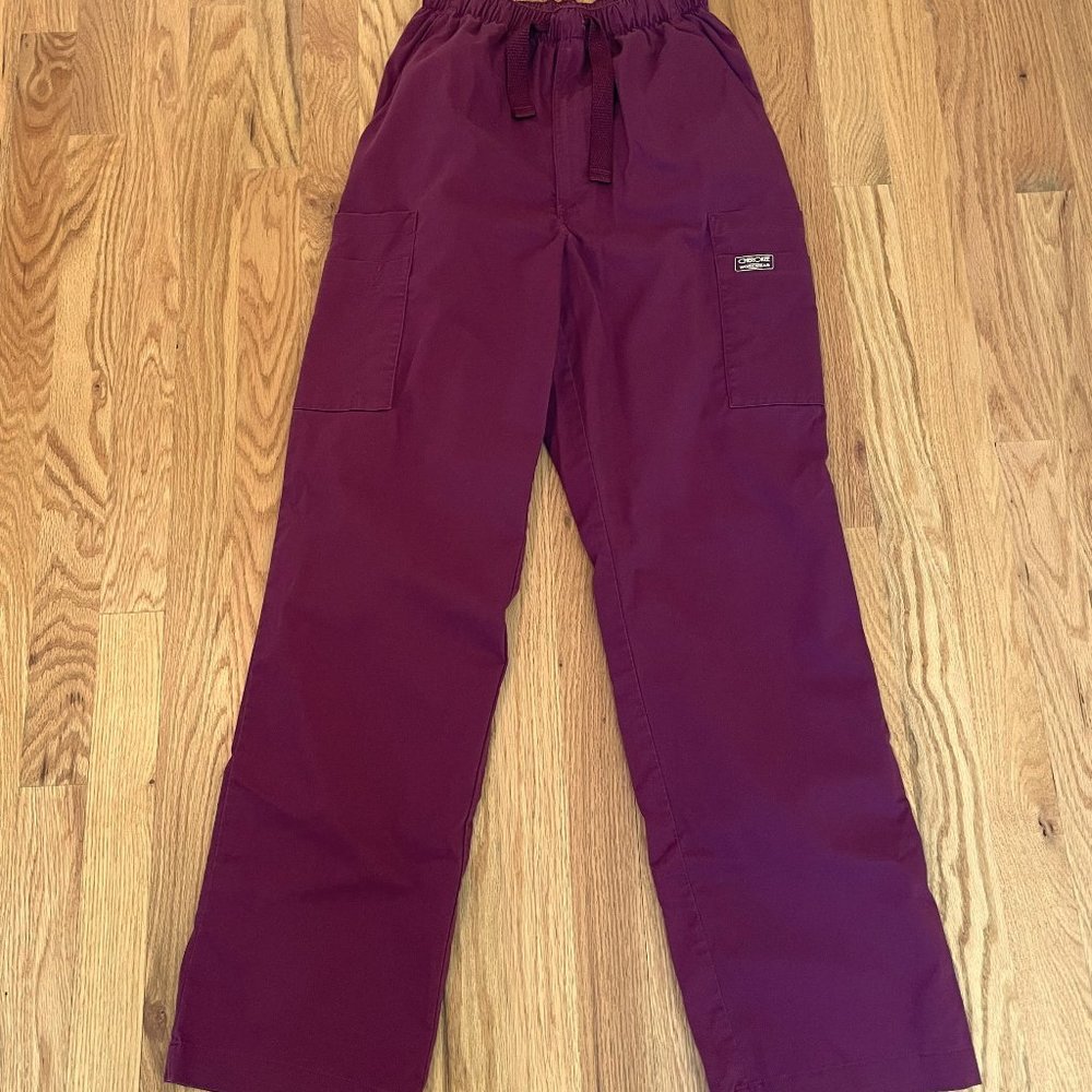 Cherokee Workwear Core Stretch Men's Drawstring Cargo Scrub Pants XS Wine 4243 - Picture 2 of 6
